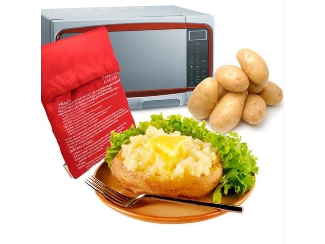 2 unidades/pacote panela de batata vermelha lavável forno saco de batata micro-ondas cozinhar rápido rápido S/MARCA