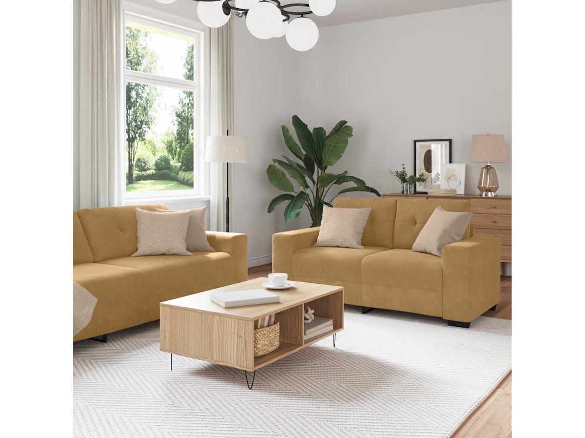 Vidaxl Conjunto De Sofás 3 Unid. Castanho Veludo