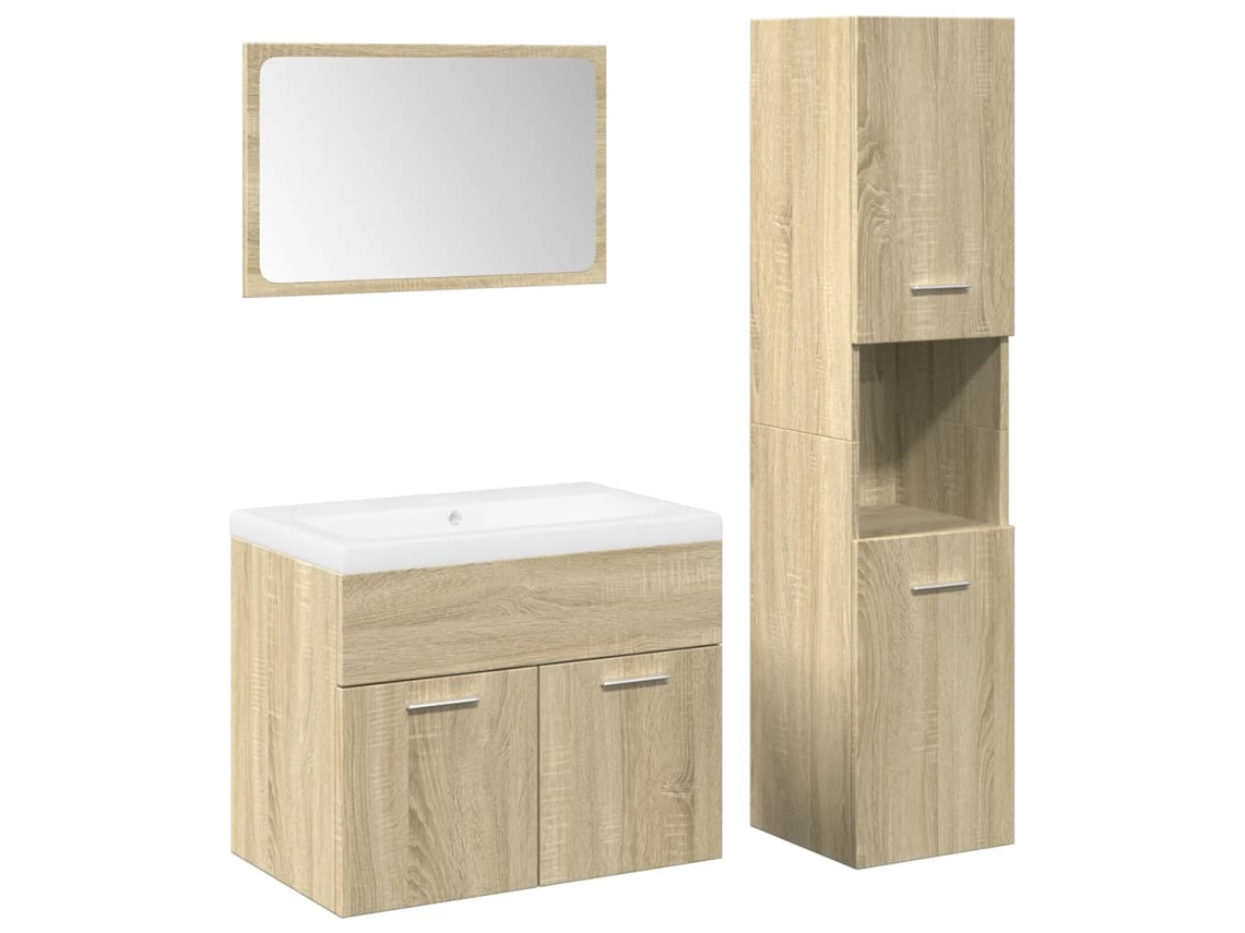 Conjunto 4 de mobiliário de casa de banho VIDAXL Marrom Madeira processada(60 x 38.5 x 46 cm )