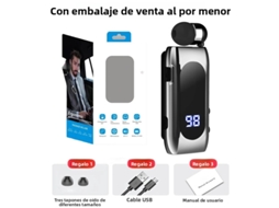 Fone de Ouvido Bluetooth Sem Fio para Carro com Microfone e 20 Horas de Duração da Bateria. MDUG (cinza A)