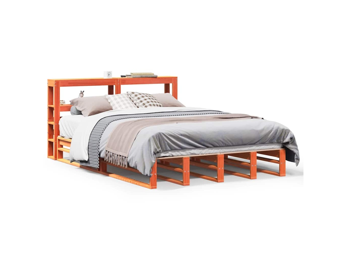 Cama Sem Colchão 140x190 Cm Pinho Maciço Castanho mel MAISON EXCLUSIVE