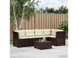 Vidaxl Sofá De Jardim De 5 Pessoas Com Almofadas Visual De Rattan Pp