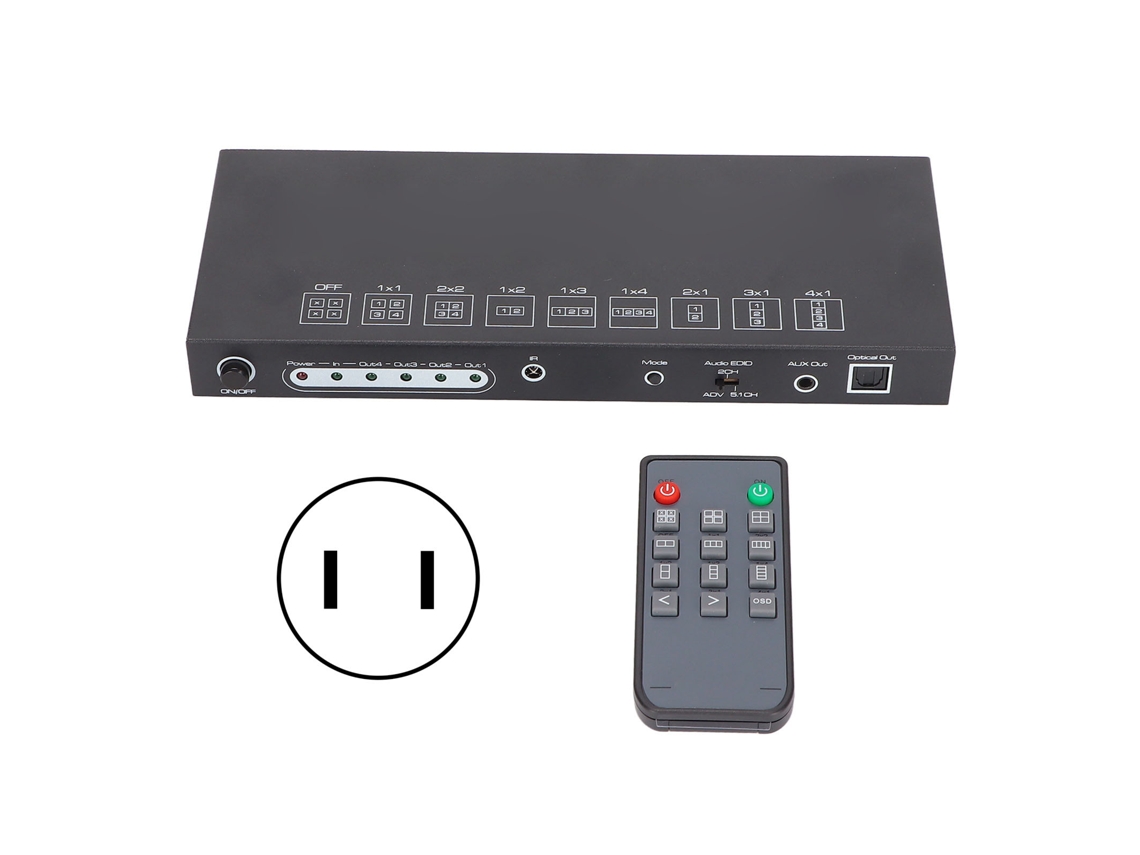 Controlador de parede com 4 portas HDMI 4K EOOCOO com entrada e saída splicing