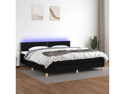 Vidaxl Cama Box Spring C/ Colchão E Led 200x200 Cm Tecido Preto