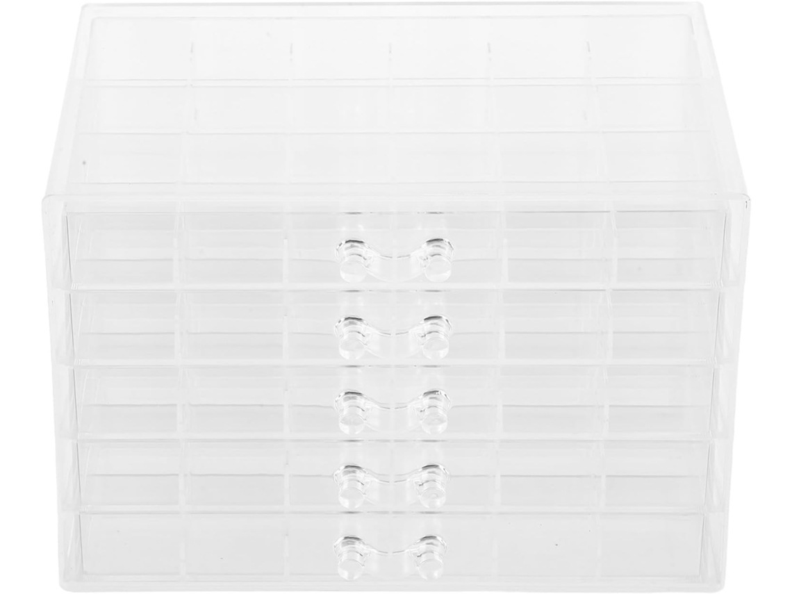 Caixa De Joias Nuobesty Em Acrílico Transparente Com 5 Gavetas E Organizador Para 120 Compartimentos.