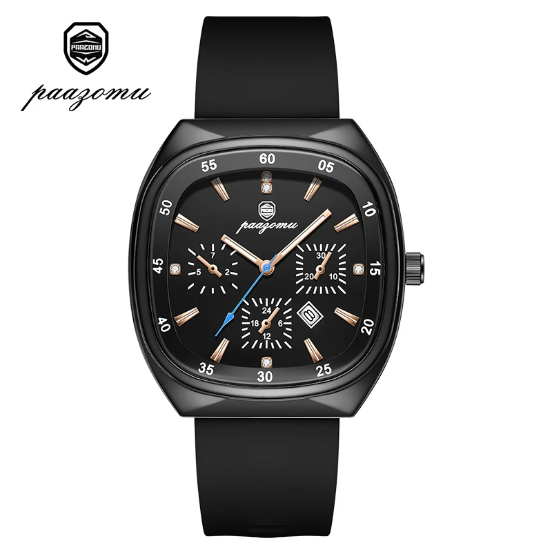 Relógio De Calendário Ultra-luxuoso Em Aço Inoxidável (preto), Modelo Automático.