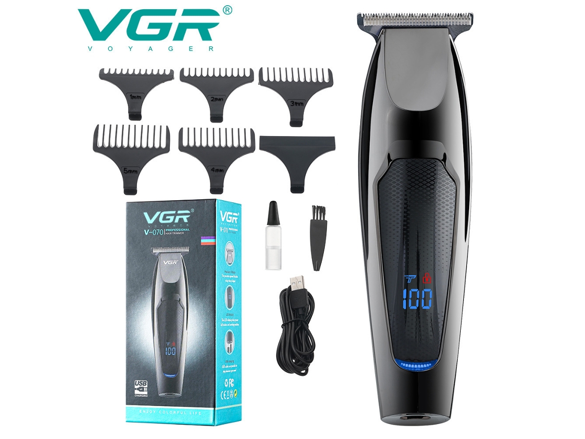 Máquina De Cortar Cabelo Com Design Gravado E Visor Digital Lcd.