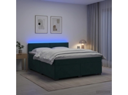 Vidaxl Cama Box Spring Com Colchão E Led Verde-escuro 140 X 200 Cm
