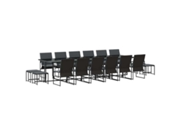 Conjunto 17 Móveis De Jardim Vidaxl Preto Aço (330 X 107 X 72 Cm)