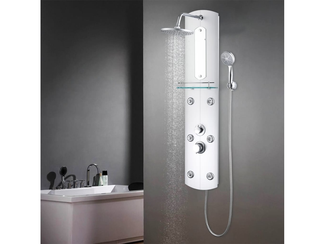 Vidaxl Coluna De Duche Em Vidro 25x43x120 Cm Prateado