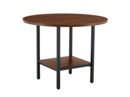 Mesa de jantar redonda moderna em madeira de nogueira, prateleira, estrutura metálica, para 4-6 pessoas PAPRIKA