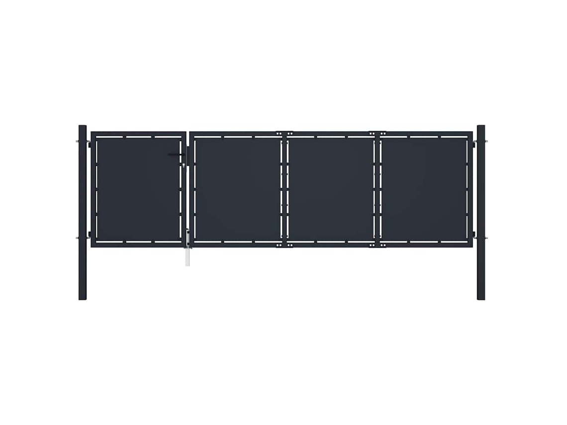 Vidaxl Portão De Jardim Em Aço 350 X 75 Cm Antracite