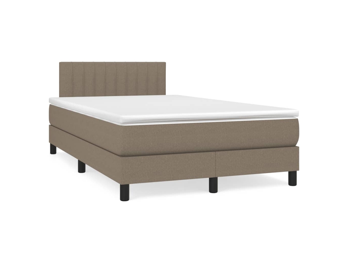 Vidaxl Cama Box Spring Colchão/led 120x190cm Tecido Cinza-acastanhado