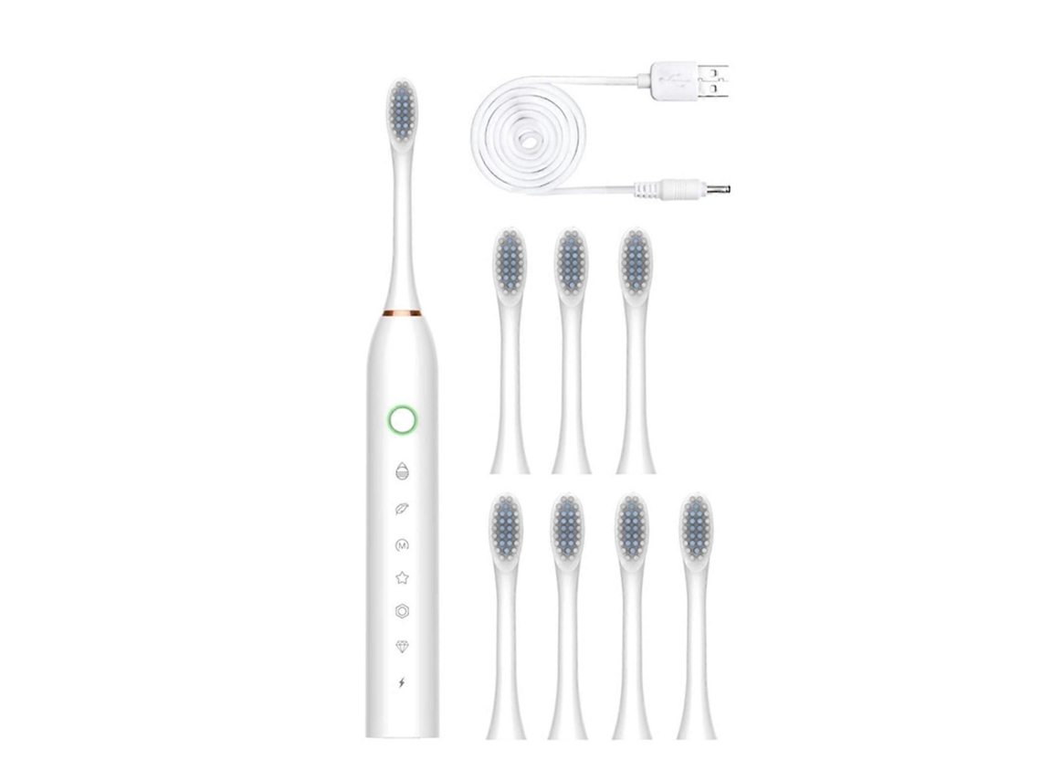 Escova De Dentes Elétrica Com 8 Cabeças De Escova, Temporizador Inteligente De 6 Velocidades E Classificação Ipx7.