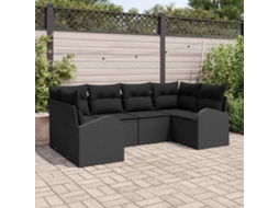 Vidaxl Conjunto De Sofá De Jardim 6 Unid. Preto