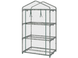 Fogão De Jardim Transparente Com 3 Prateleiras De Metal E Porta Enrolável Varanda Exterior Para Cultivo De Plantas Flores 69x49x125cm
