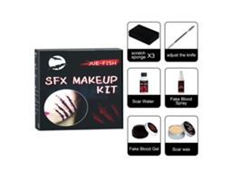Kit de Maquilhagem Halloween com Sangue Falso Cera de Pele e Feridas