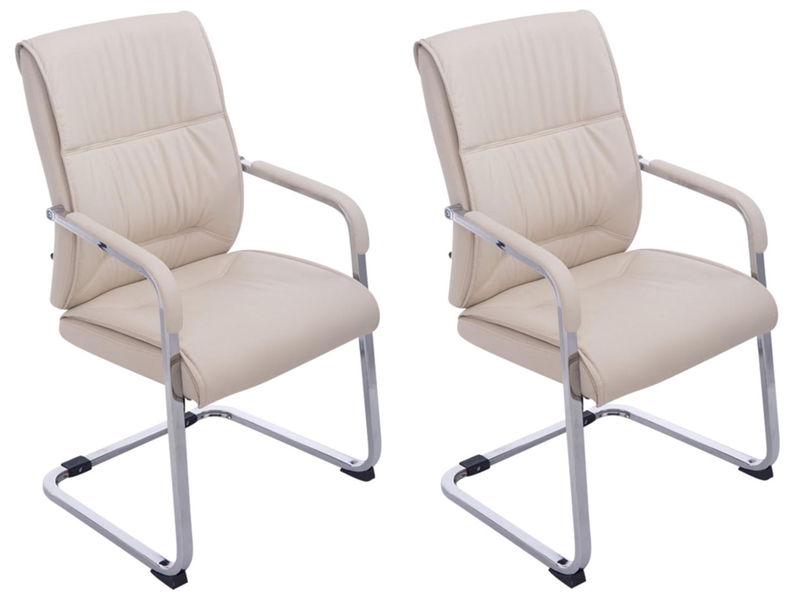 Conjunto de 2 cadeiras cantilever XXL Anubis em imitação de pele creme CLP