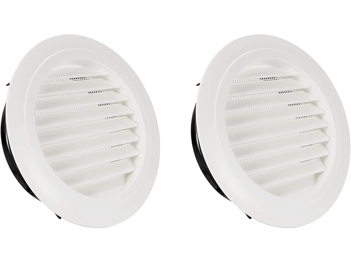 Grelha de Ventilação Redonda de 2x8 Polegadas em Abs, com Tela Mosquiteira Integrada para Beiral. SFUSHOS