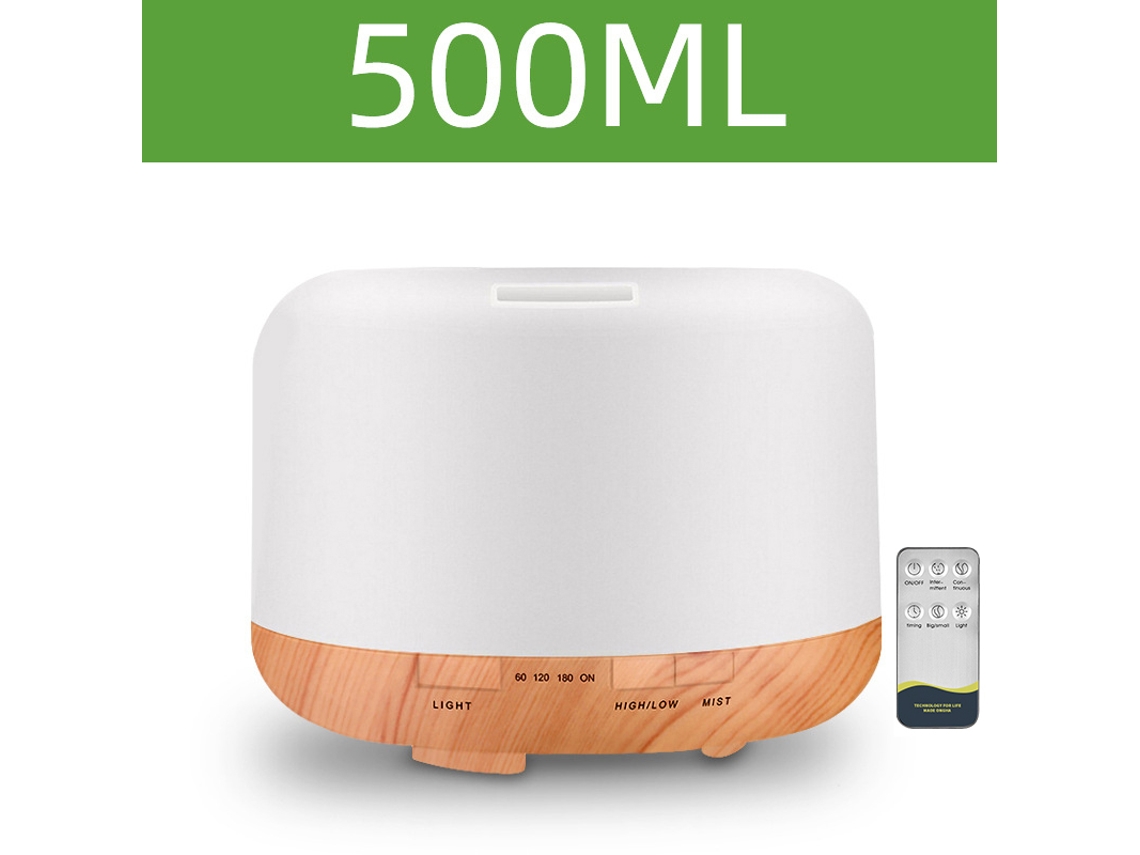 Umidificador com aromaterapia, 500/1000ml, recarregável via USB, marrom claro, 500ml | MDUG
