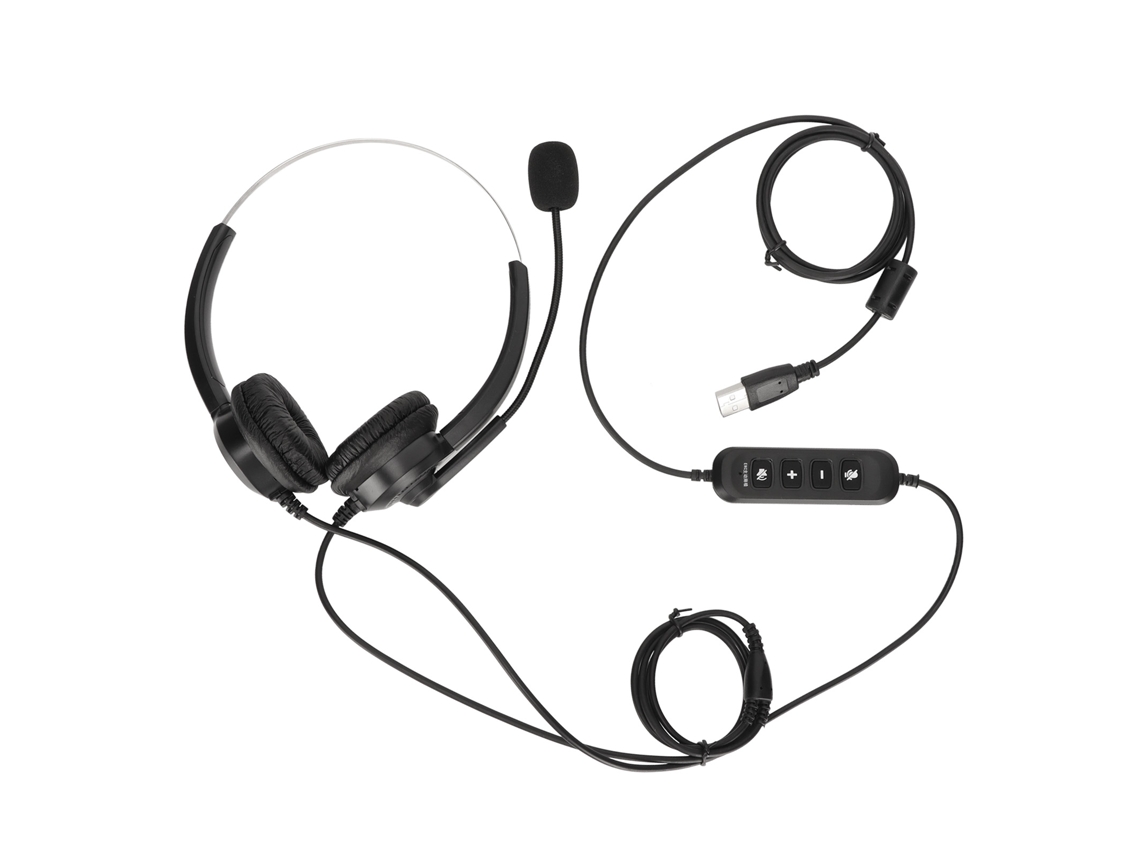 Fone De Ouvido Usb Binaural Para Atendimento Ao Cliente Com Redução De Ruído Ajuste De Volume E Microfone