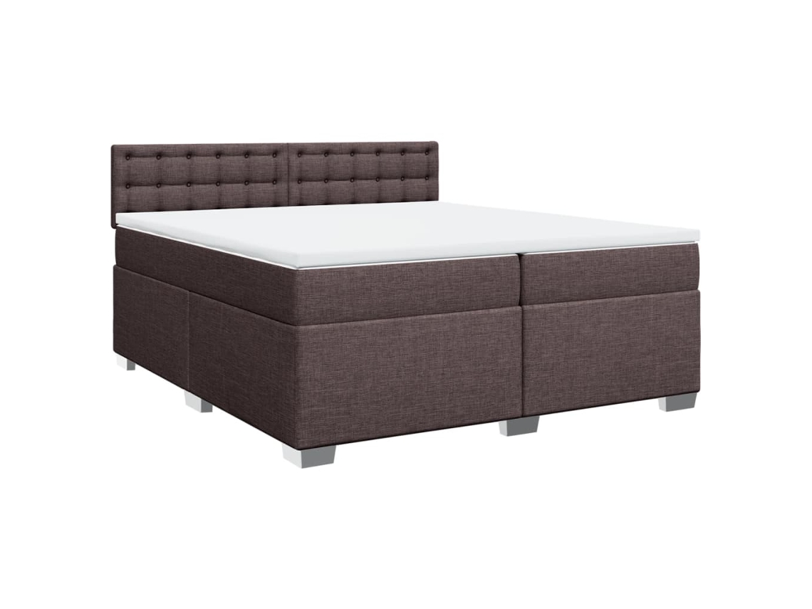 Cama com Molas/Colchão 200x200 Cm em Tecido Castanho Escuro MAISON EXCLUSIVE