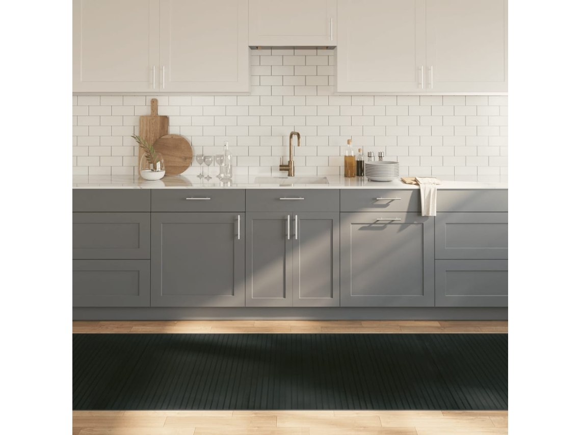 Vidaxl Tapete Retangular 100x1000 Cm Bambu Cinzento