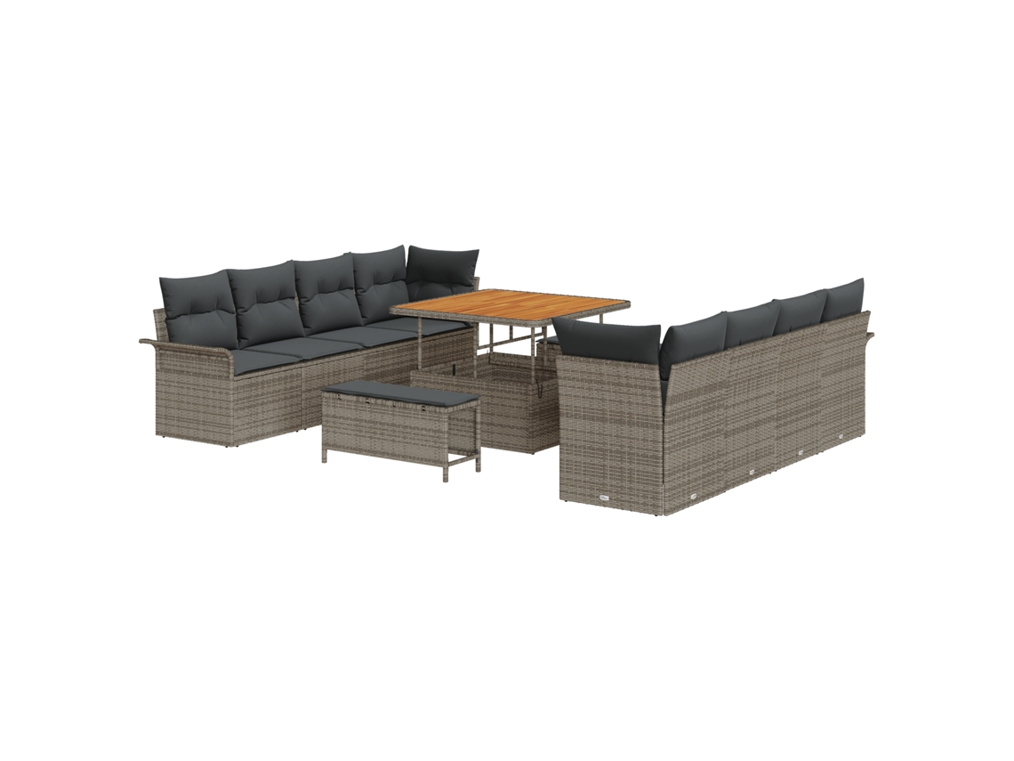 Conjunto 11 Conjunto De Sofá De Jardim Vidaxl Cinzento Vime Pe (242,5 X 62 X 85 Cm)