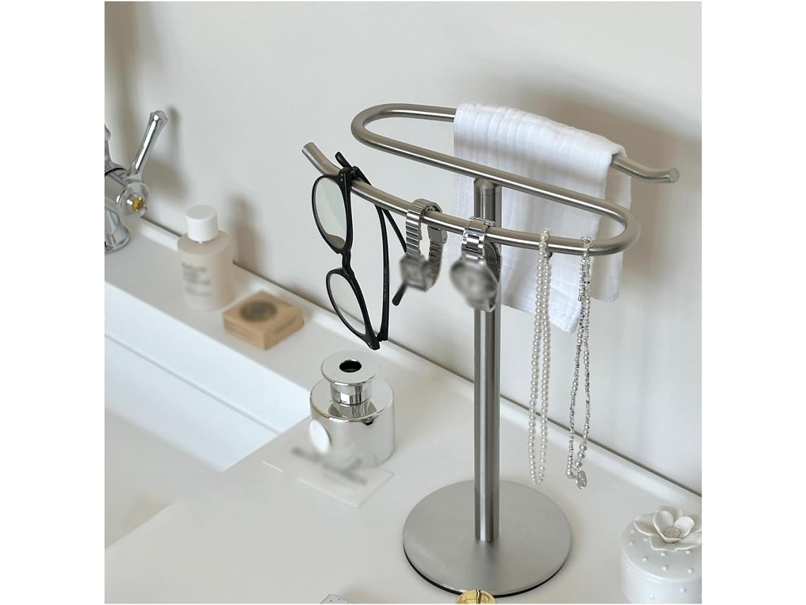 Suporte Para Toalha De Mão Em Formato S, Para Banheiro, Cozinha Ou Bancada, Em Aço Inoxidável 304, Com Base Prateada