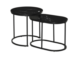 Mesa Centro 2 Peças Mdf Preta Moderna