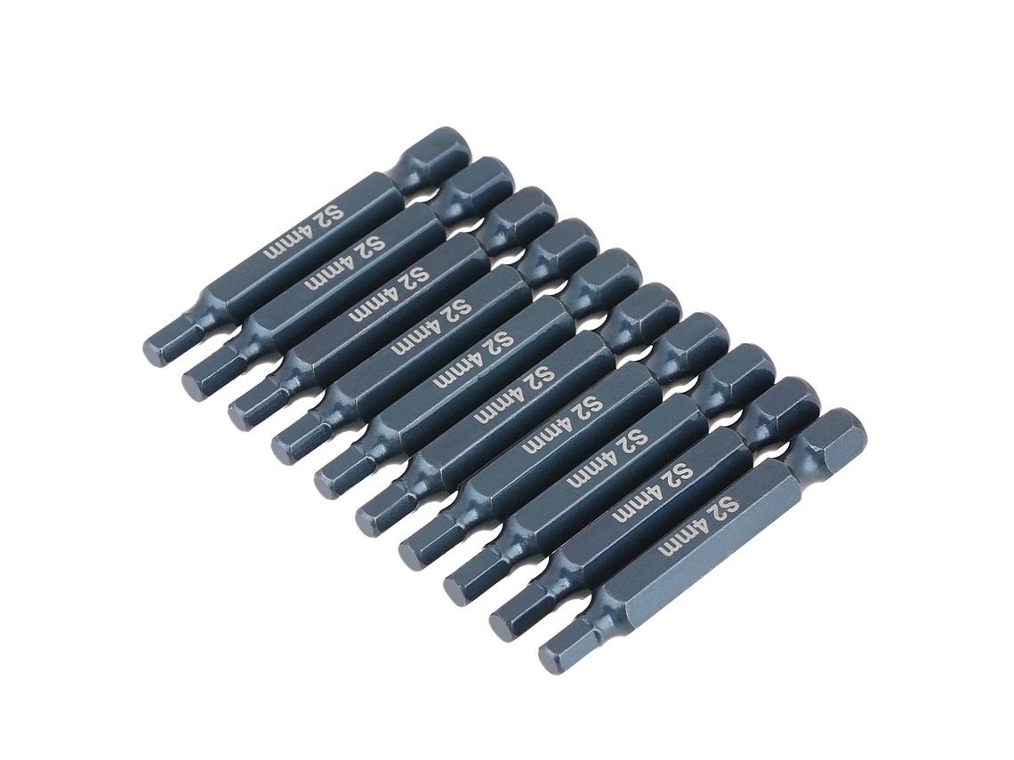 Set De 10 Brocas De Parafuso De Cabeça Hexagonal H6.3*50mm Com Cabo De 1/4" Em Aço Liga S2