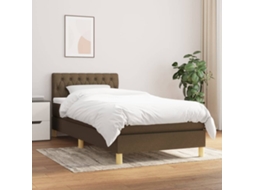 Cama com Colchão de Molas e Cabeceira Tecido Castanho-escuro (80x200 cm)