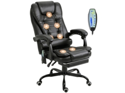 Cadeira de Massagem S/MARCA 7 pontos, apoio de pés retrátil, preta, PU, altura ajustável