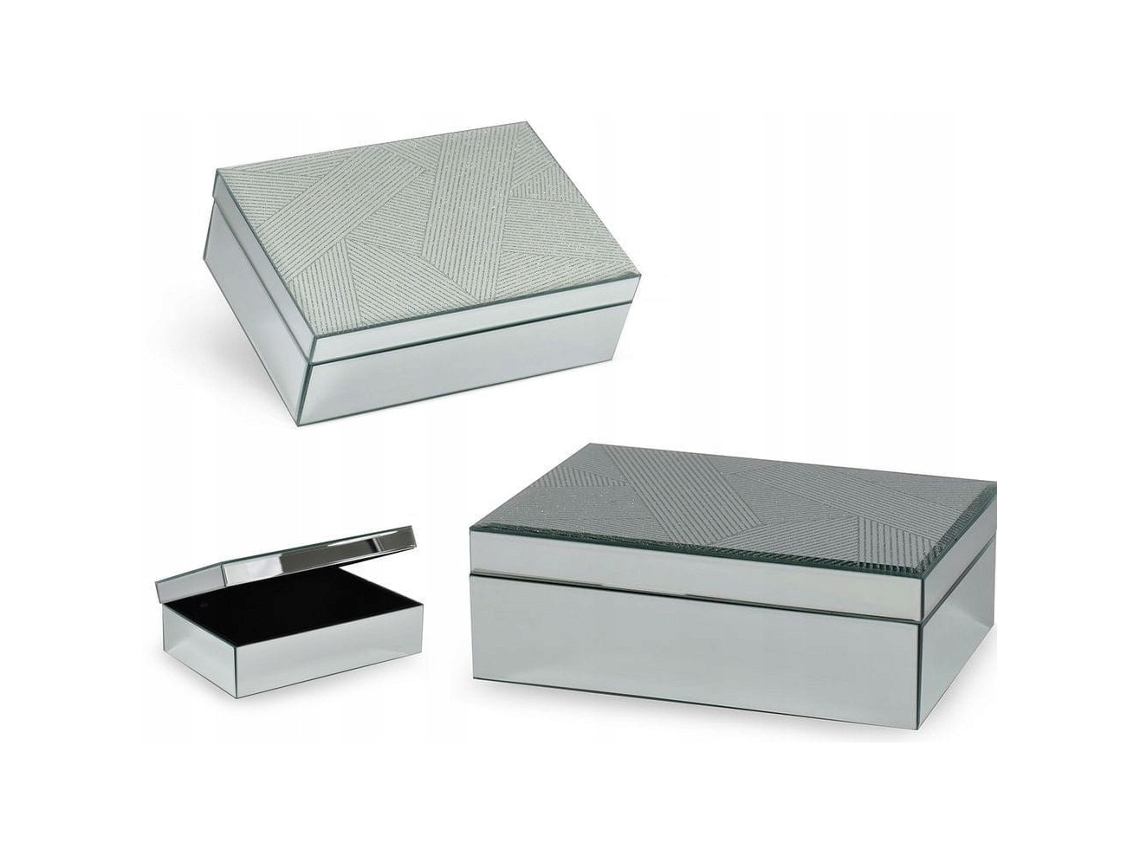 Caixa De Jóias Espelho 26x18x9cm Preto Conjunto