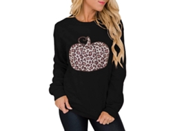 Moletom Laxiscreed Feminino De Manga Longa Com Estampa De Leopardo E Abóbora Para Halloween Xxl
