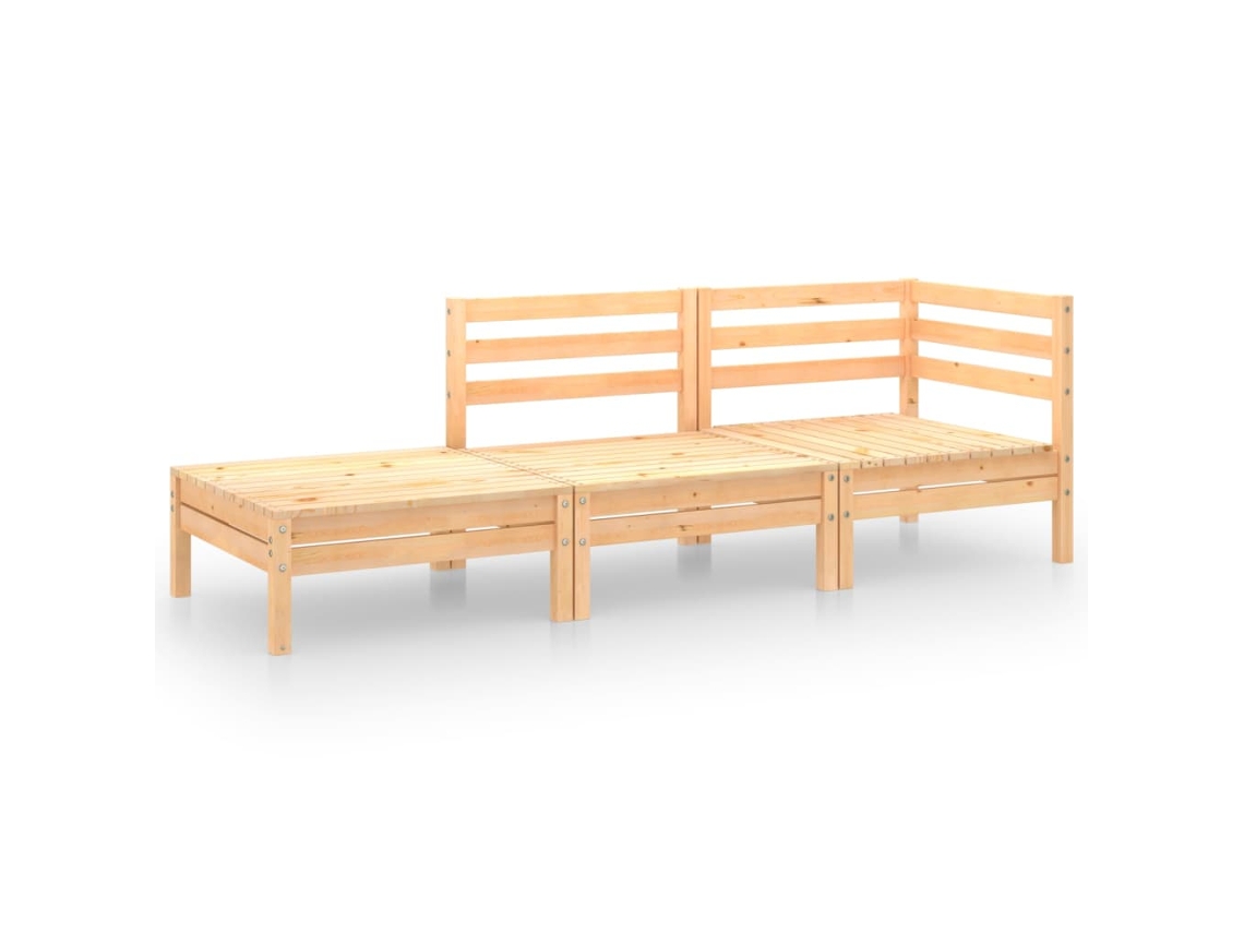 3 Pcs Conjunto Lounge de Jardim Pinho Maciço MAISON EXCLUSIVE