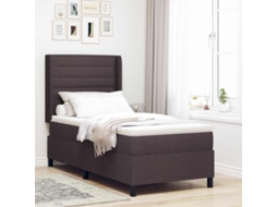 Vidaxl Cama Box Spring Led Marrom Escuro 90 X 190 Cm Tecido