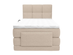 Cama continental LODI VENTE-UNIQUE Bege 100x200 cm - Com colchão - Com sommier