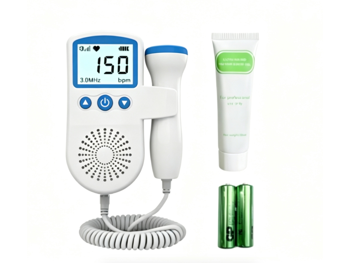 Monitor Fetal Doppler Azul Kit Completo com 30ml Gel, Bateria, Seguro YANYXR