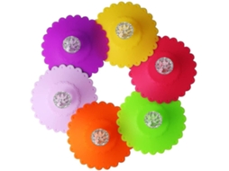 Conjunto De 6 Tampas Silicone Para Copos Com Estampa Floral, 10,5 Cm Diâmetro, À Prova Poeira. Aquaforge
