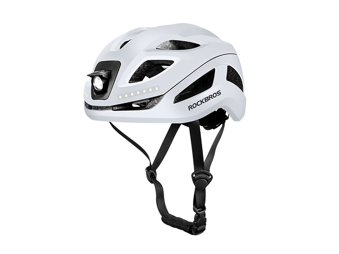 Kask rowerowy ROCKBROS z oświetleniem, USB-C, 57-61cm, biały
