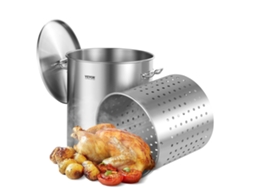 Panela De Aço Inoxidável Vevor De 60,5 L Para Cozinhar Molhos Com Tampa 400 X 450 Mm