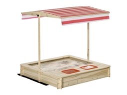 Caixa de Areia Quadrada S/MARCA, com teto ajustável, 2 compartimentos, abeto, 1,18x1,18x1,18 m