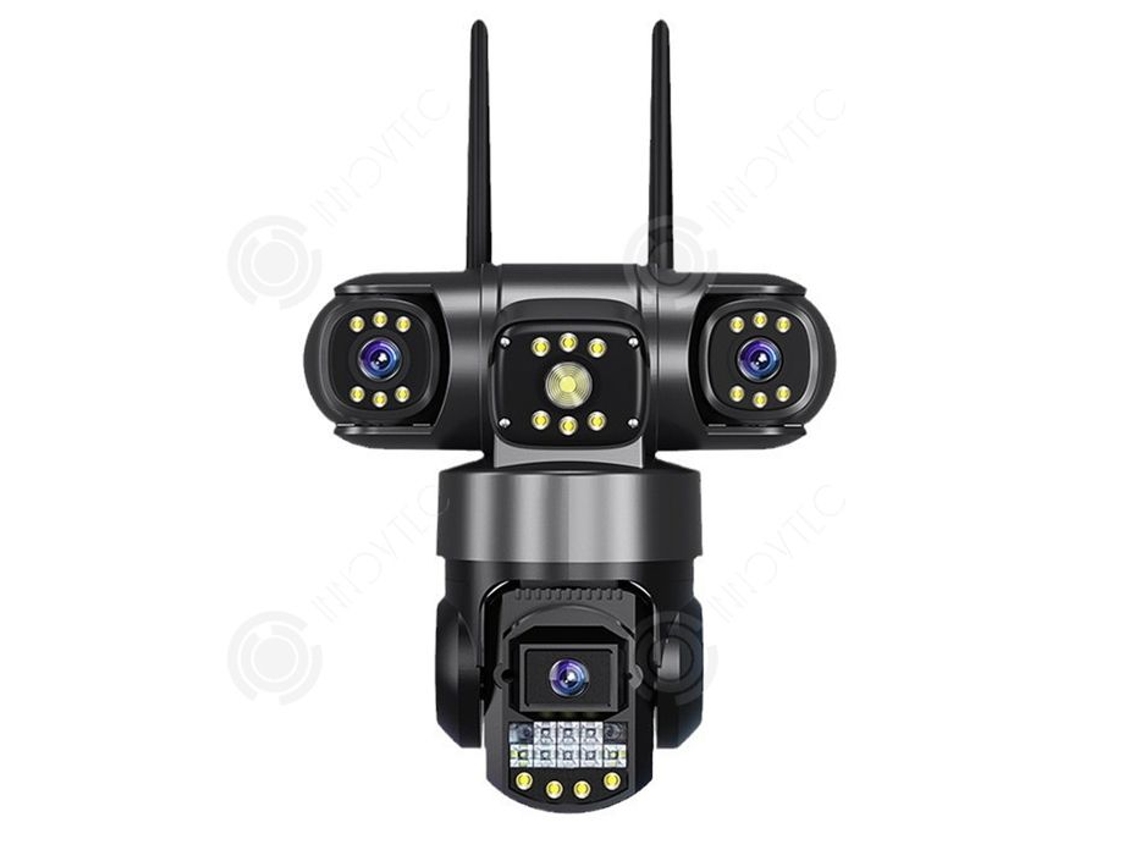 Câmara Inn 4g 2mp 110x63x72cm Câmera De Vigilância Wi Fi Com Três Lentes E Três Telas, Fácil De Instalar, Impermeável Ip66 Preta Innovtec
