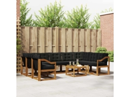 Vidaxl Conjunto De Sofás Para Exterior 10 Unid. Natural E Preto