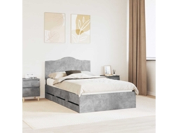 Vidaxl Estrutura Da Cama Com Gaveta Cinzento Concreto 135 X 190 Cm