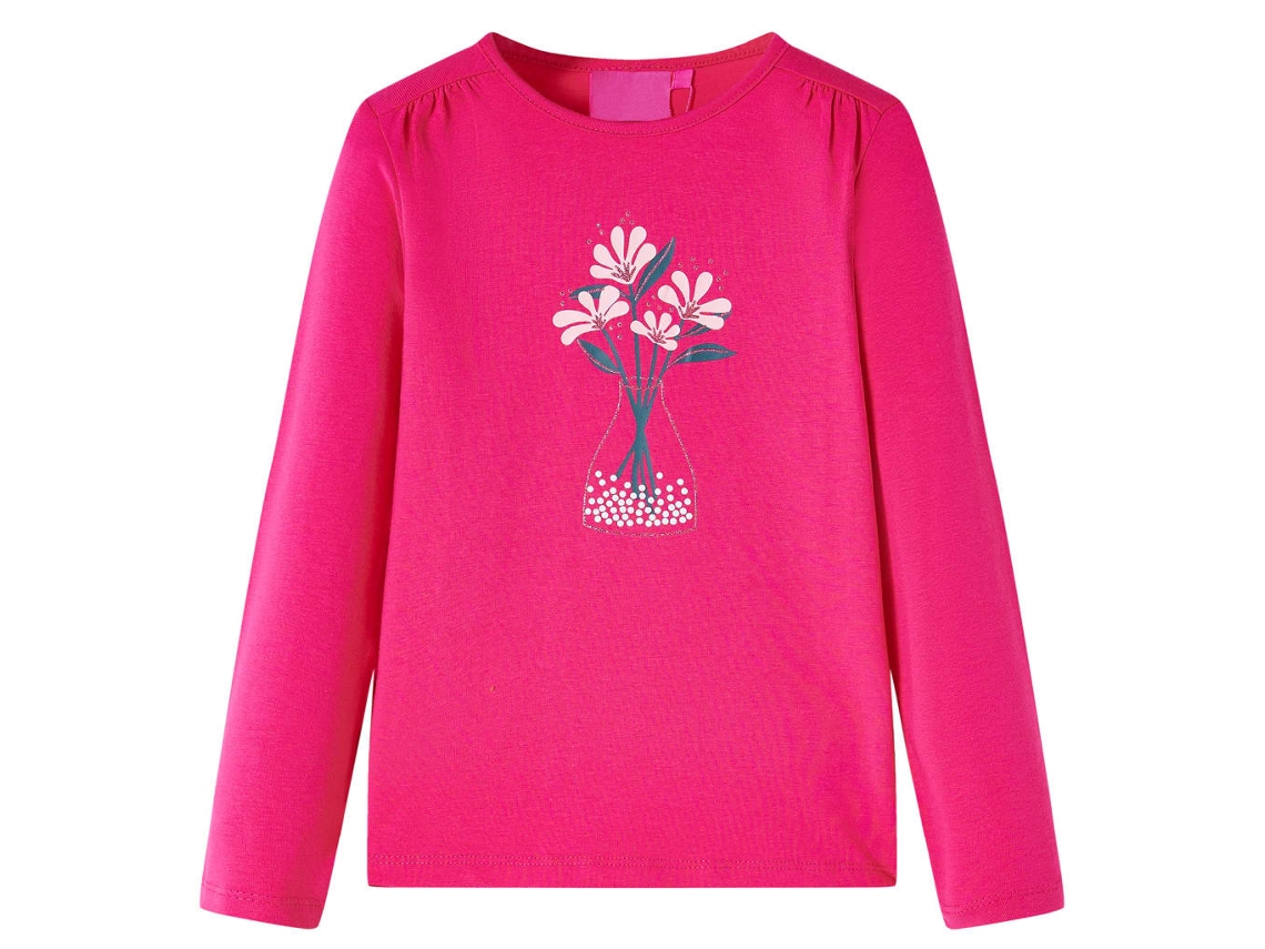 T-shirt De Manga Comprida Para Criança Rosa-choque 104
