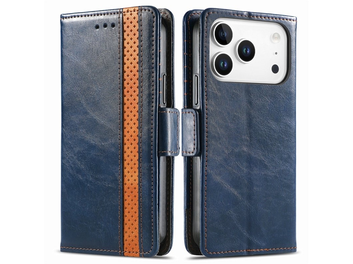 Capa Caseneo Para Iphone 17 Pro Em Couro Sintético - Azul