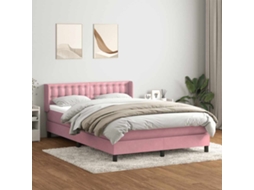 Vidaxl Cama Com Molas/colchão 140x220 Cm Veludo Rosa