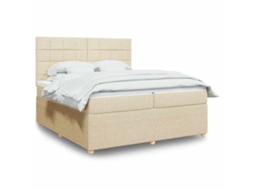 Vidaxl Cama Com Molas/colchão 200x200 Cm Tecido Cor Creme